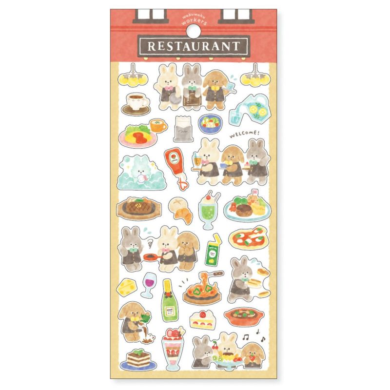 Mind Wave Wakuwaku Workers Sticker Sheet - Restaurant