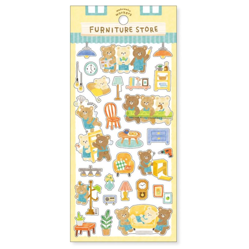 Mind Wave Wakuwaku Workers Sticker Sheet - Furniture Store