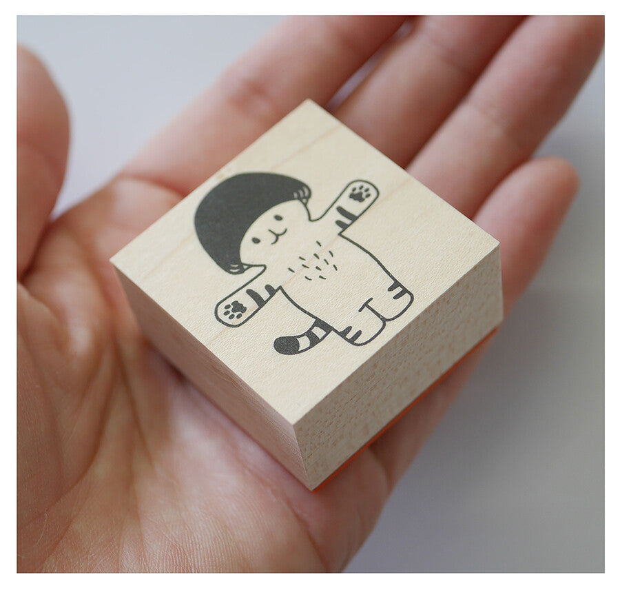4legs Mushroom Cat Rubber Stamp - Hug