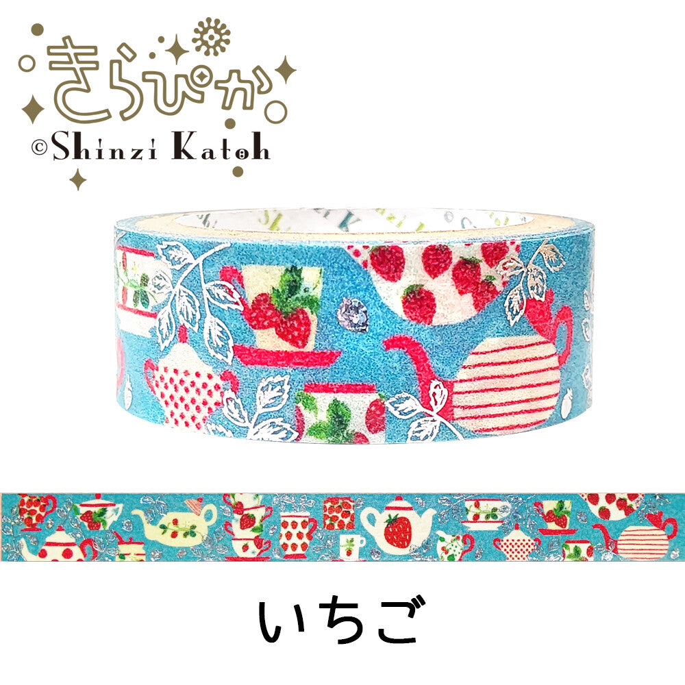 SHINZI KATOH Washi Tape with Foiling- Strawberry Tea Party
