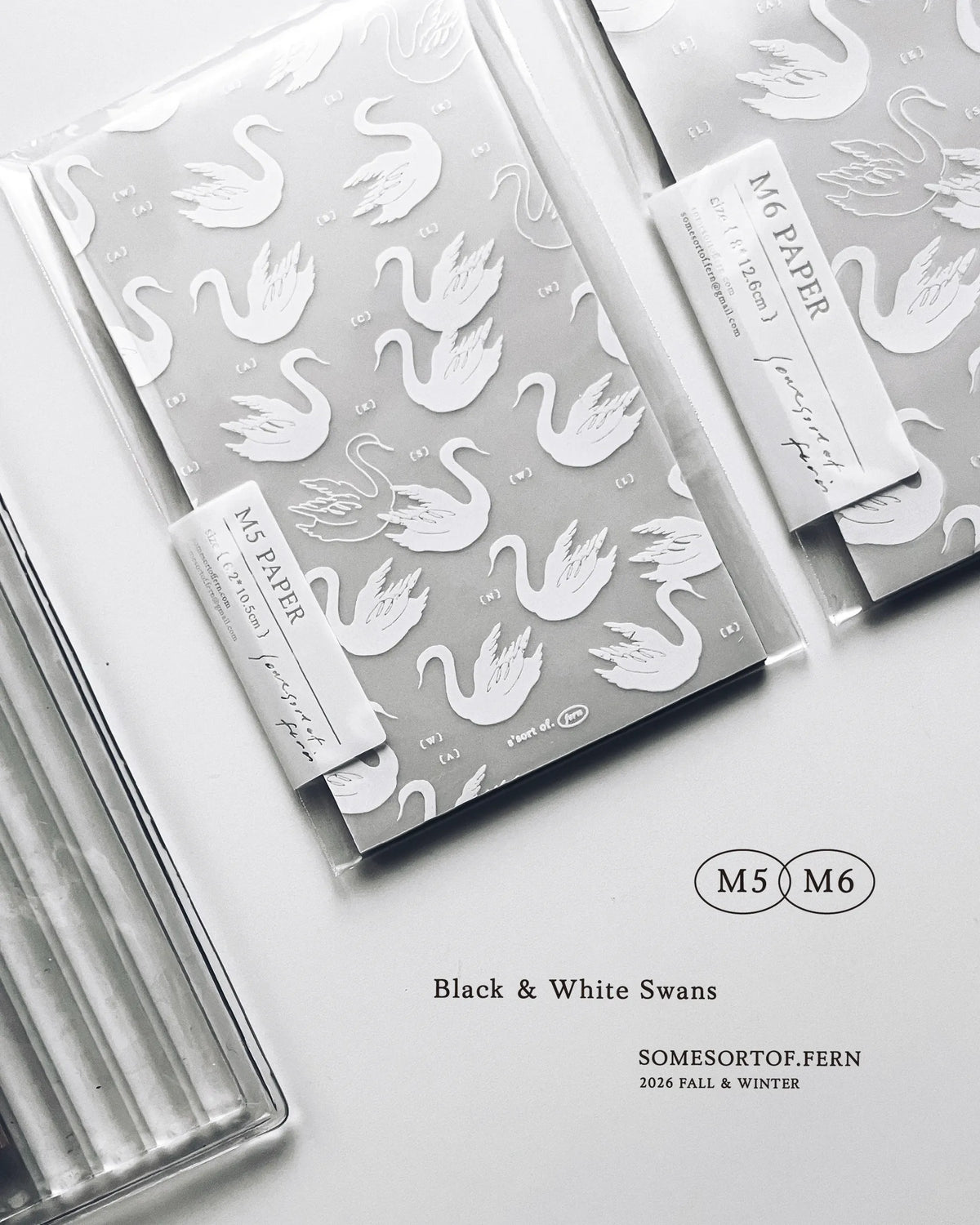 Somesortof.fernM5 and M6 Paper Refill - Black and White Swans