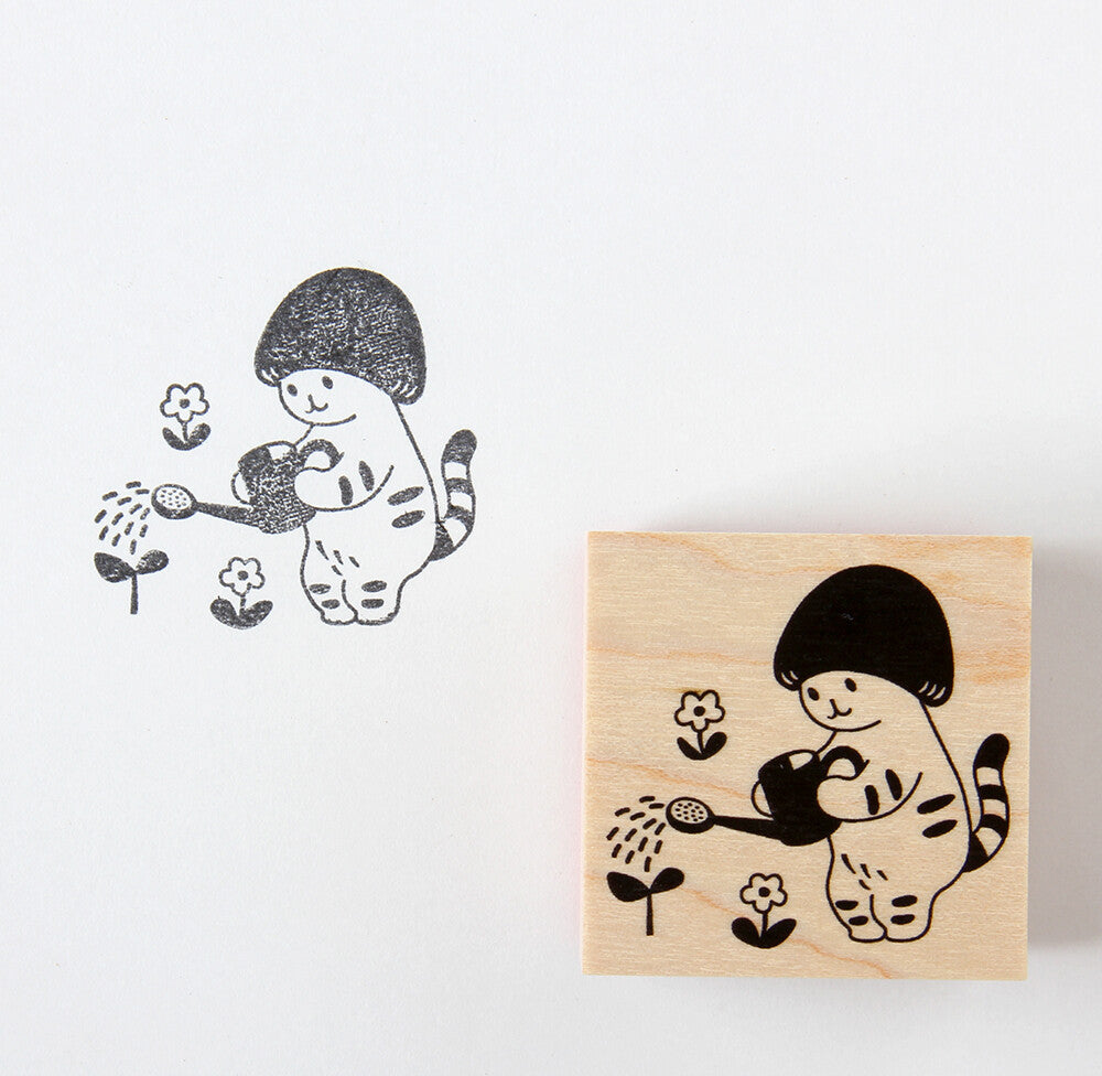 4legs Mushroom Cat Rubber Stamp - Gardening