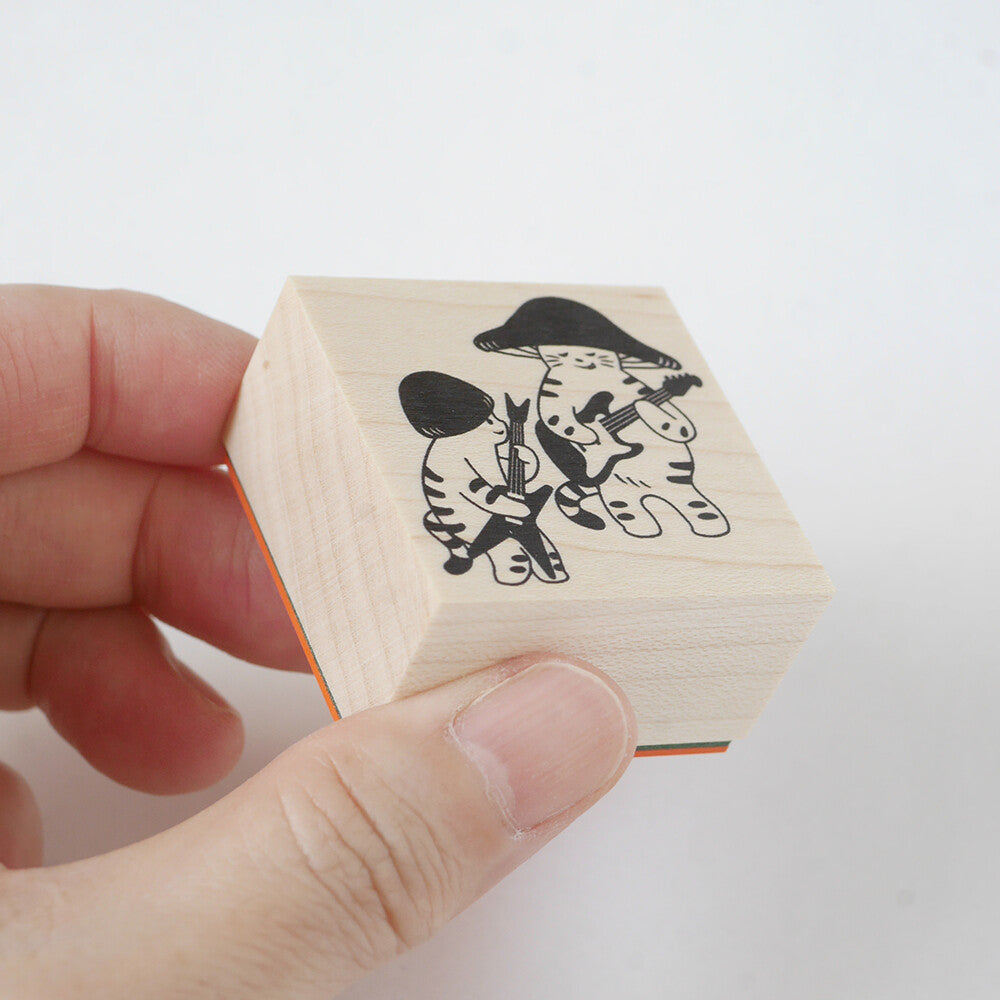 4legs Mushroom Cat Rubber Stamp - I Can Play Guitar