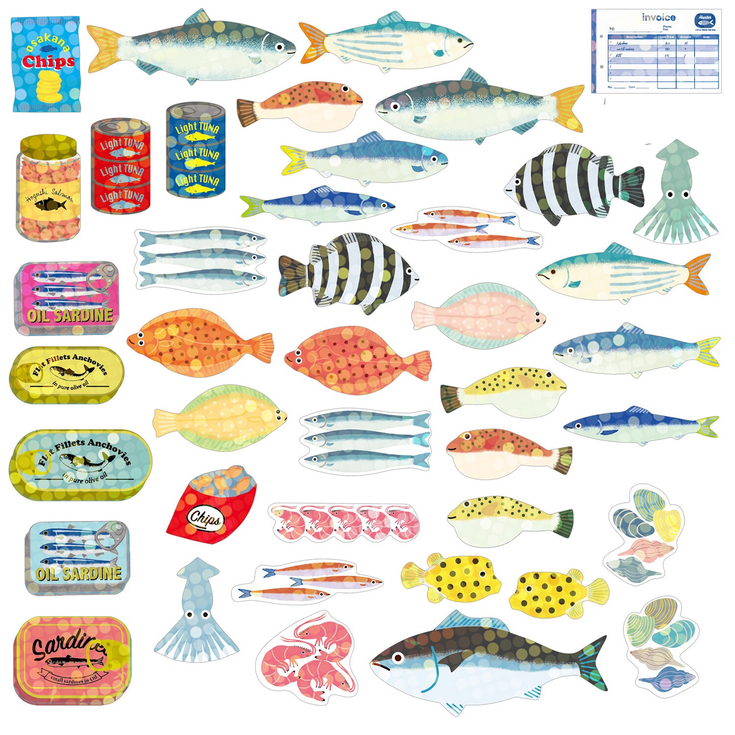 Greeting Life Inc. Shipping Box Sticker Flake Set - Seafood