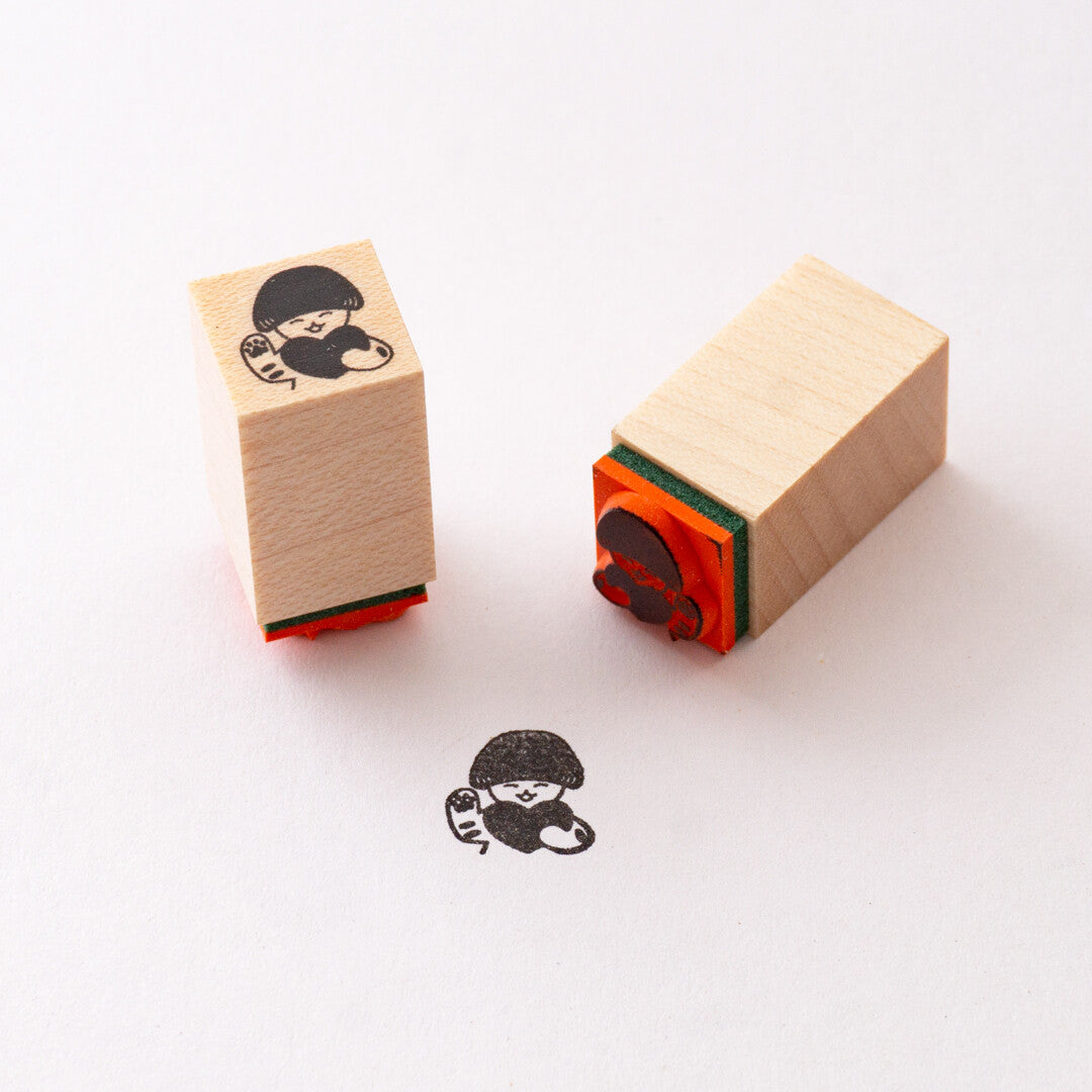 4legs Mushroom Cat Mini Rubber Stamp - Heart