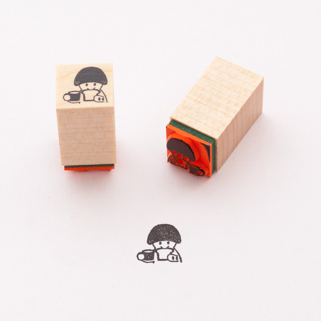 4legs Mushroom Cat Mini Rubber Stamp - Breakfast