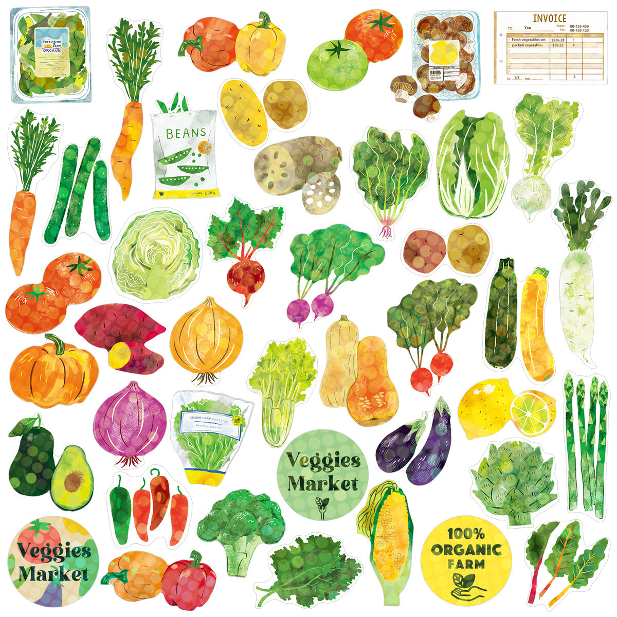 Greeting Life Inc. Shipping Box Sticker Flake Set - Veggies Market