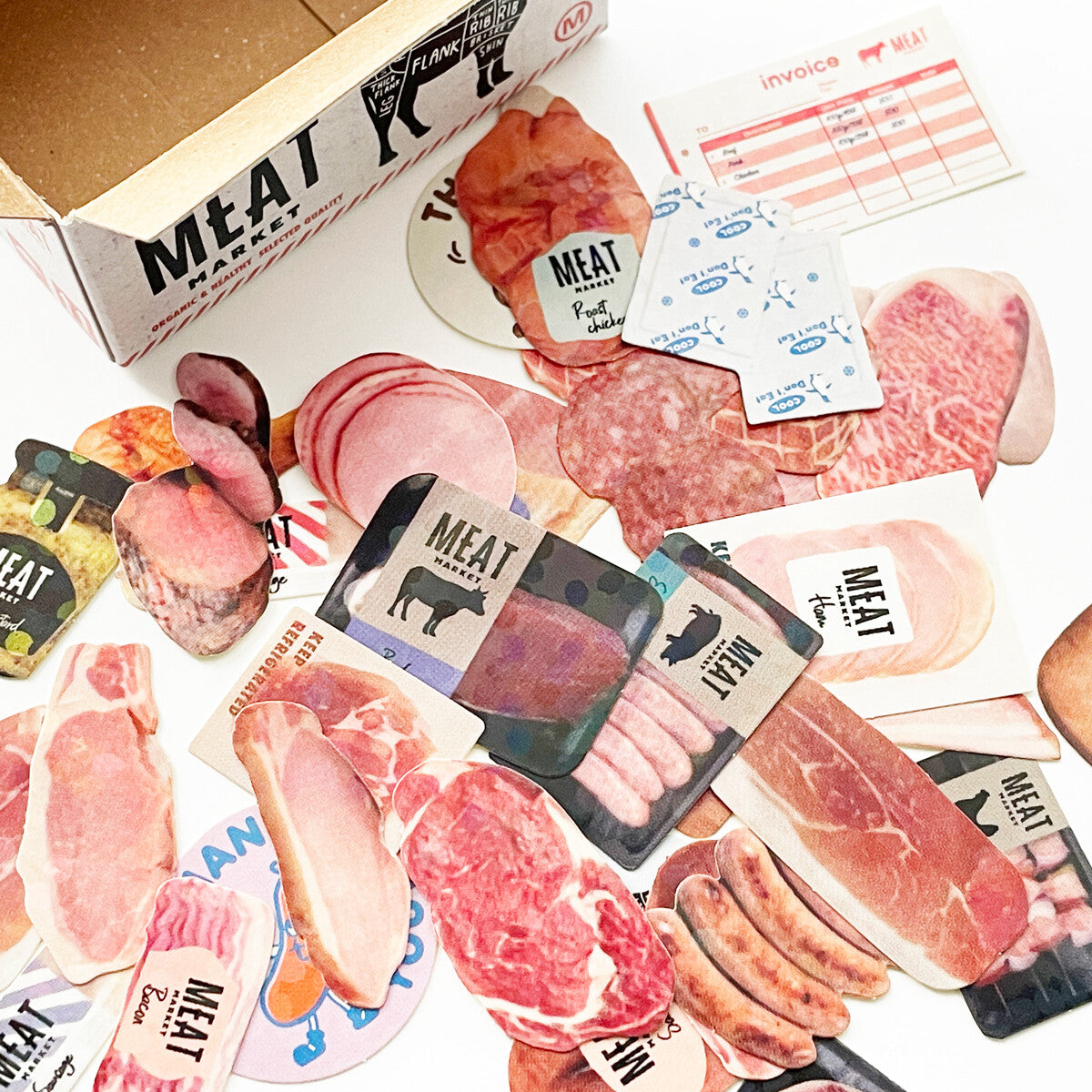 Greeting Life Inc. Shipping Box Sticker Flake Set - Meat Market