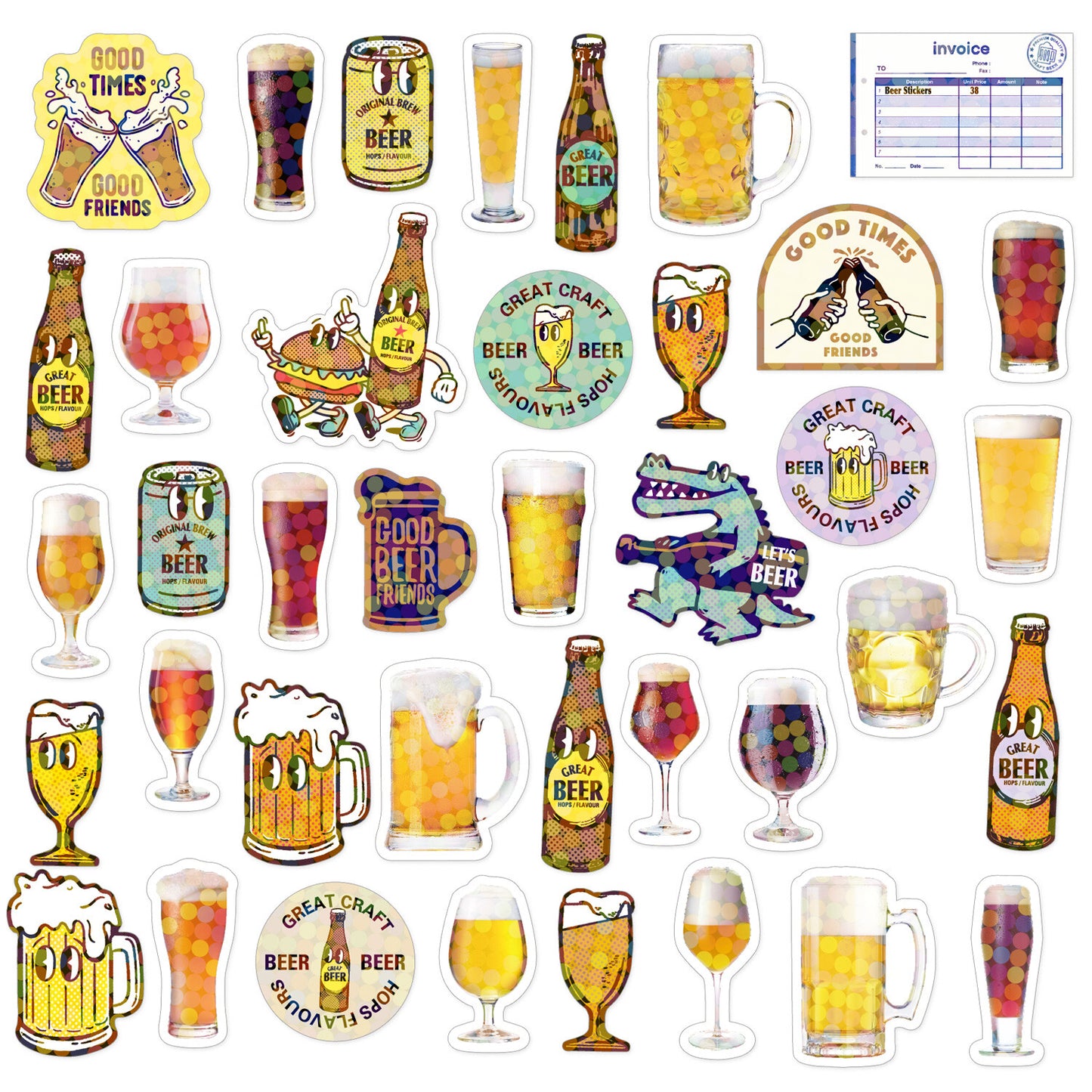 Greeting Life Inc. Shipping Box Sticker Flake Set - Beer