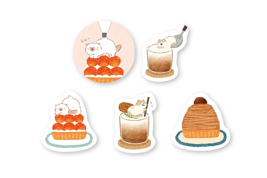 Furukawa Shiko Boxed Sticker Flakes -Animal Sweets Shop Cat