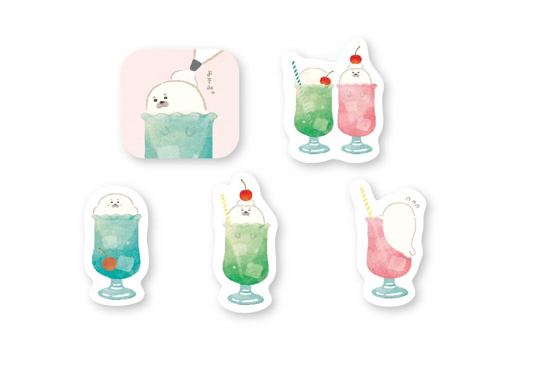Furukawa Shiko Boxed Sticker Flakes -Animal Sweets Shop Seal