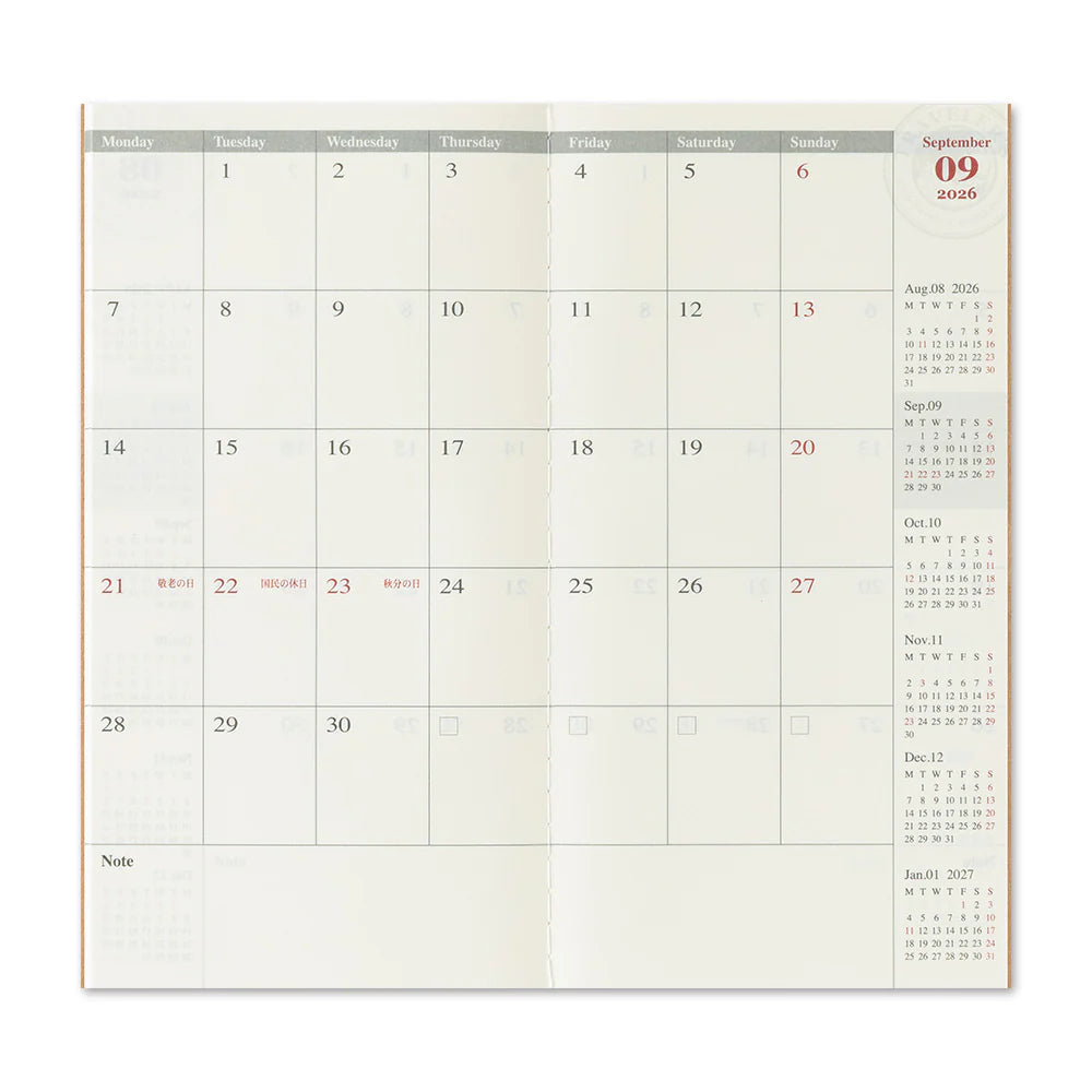 PRE-ORDER TRAVELER'S notebook 2026 Monthly Diary - Regular Size