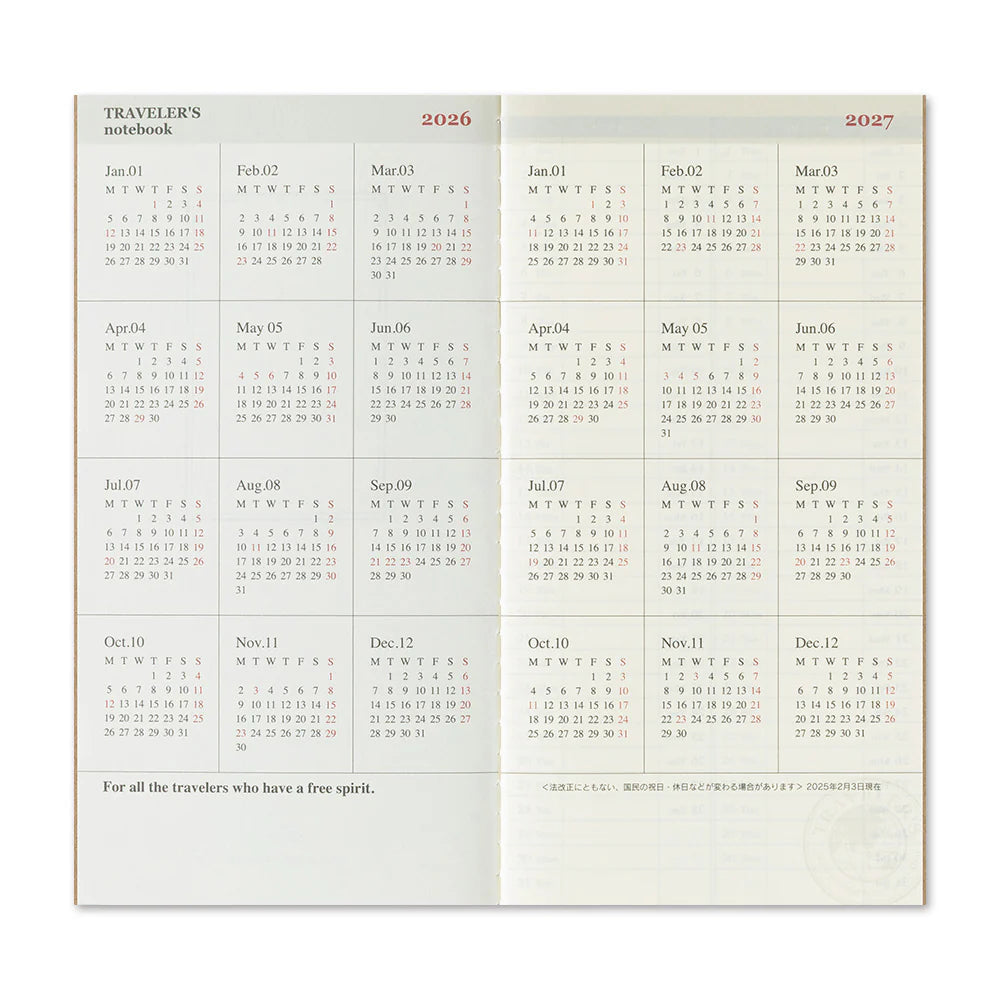 PRE-ORDER TRAVELER'S notebook 2026 Weekly + Memo - Regular Size
