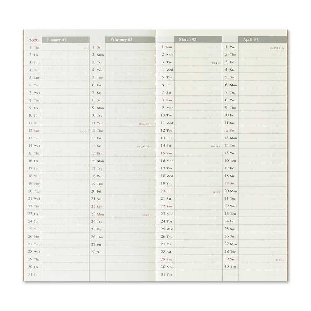 PRE-ORDER TRAVELER'S notebook 2026 Weekly + Memo - Regular Size