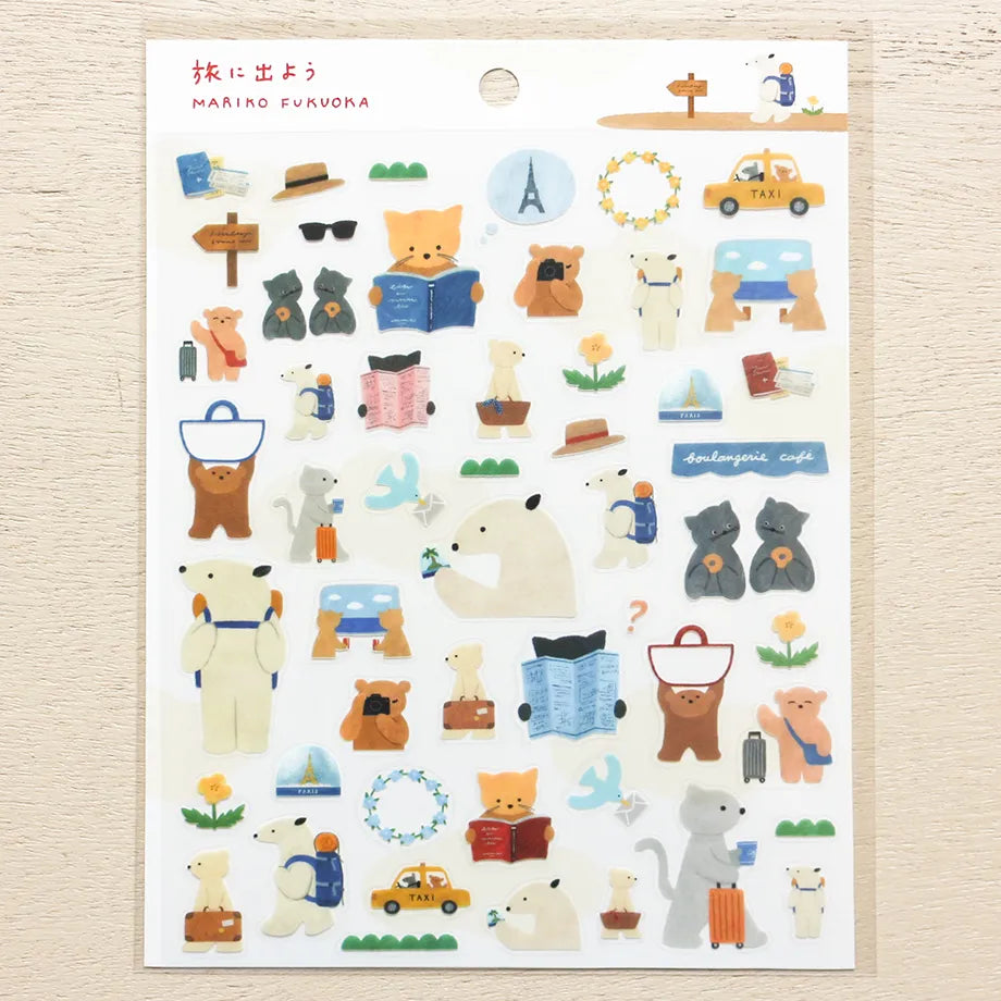 Cozyca x Mariko Fukuoko Sticker Sheet - Let's Go on a Trip