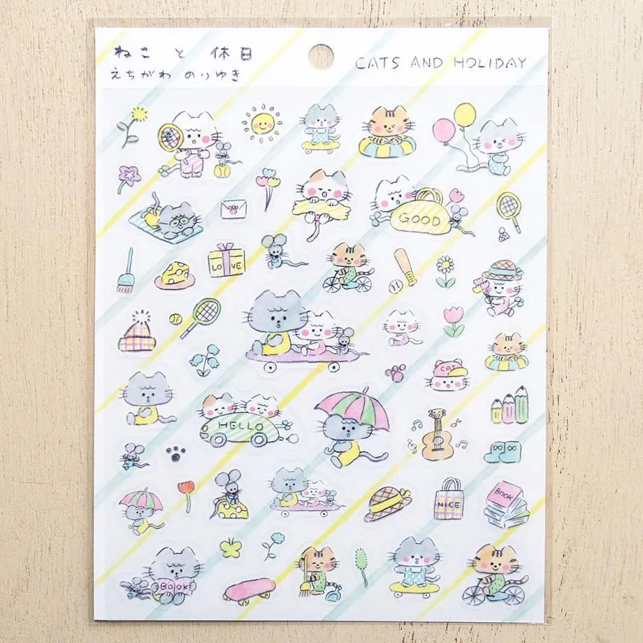 Cozyca x Noriyuki Echigawa Sticker Sheet - Cats and Holiday