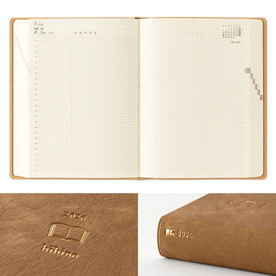 Midori Diary Hibino 2026 - A6 Camel