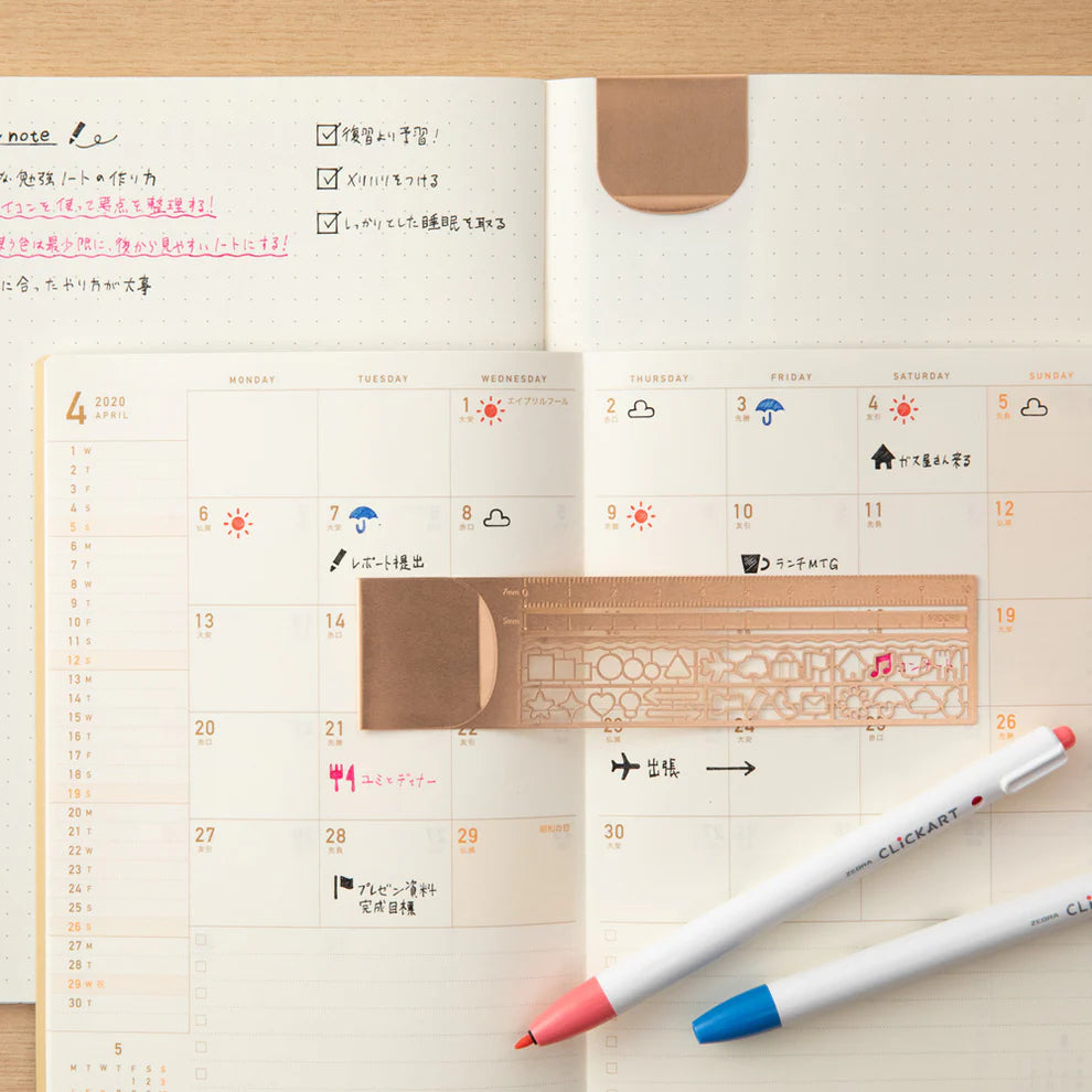 Midori Decorative Clip Ruler - Copper