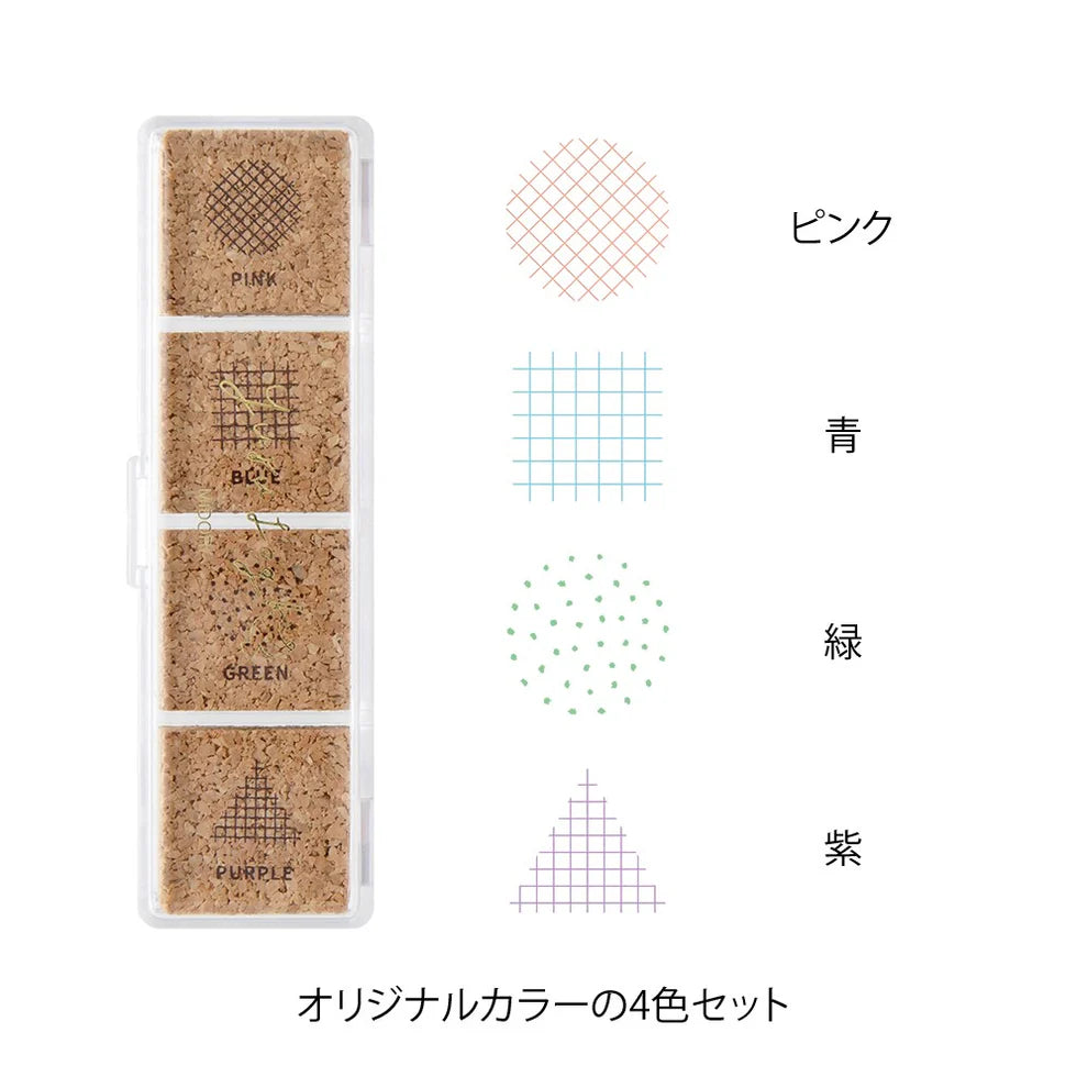 Midori Yuru Log Pre-Inked Paintable Stamp Set - Geometry