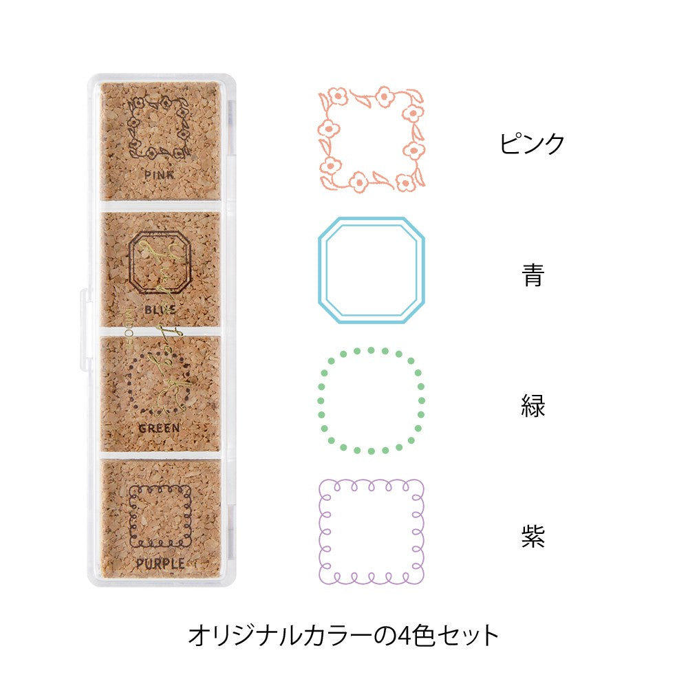Midori Yuru Log Pre-Inked Paintable Stamp Set - Geometry