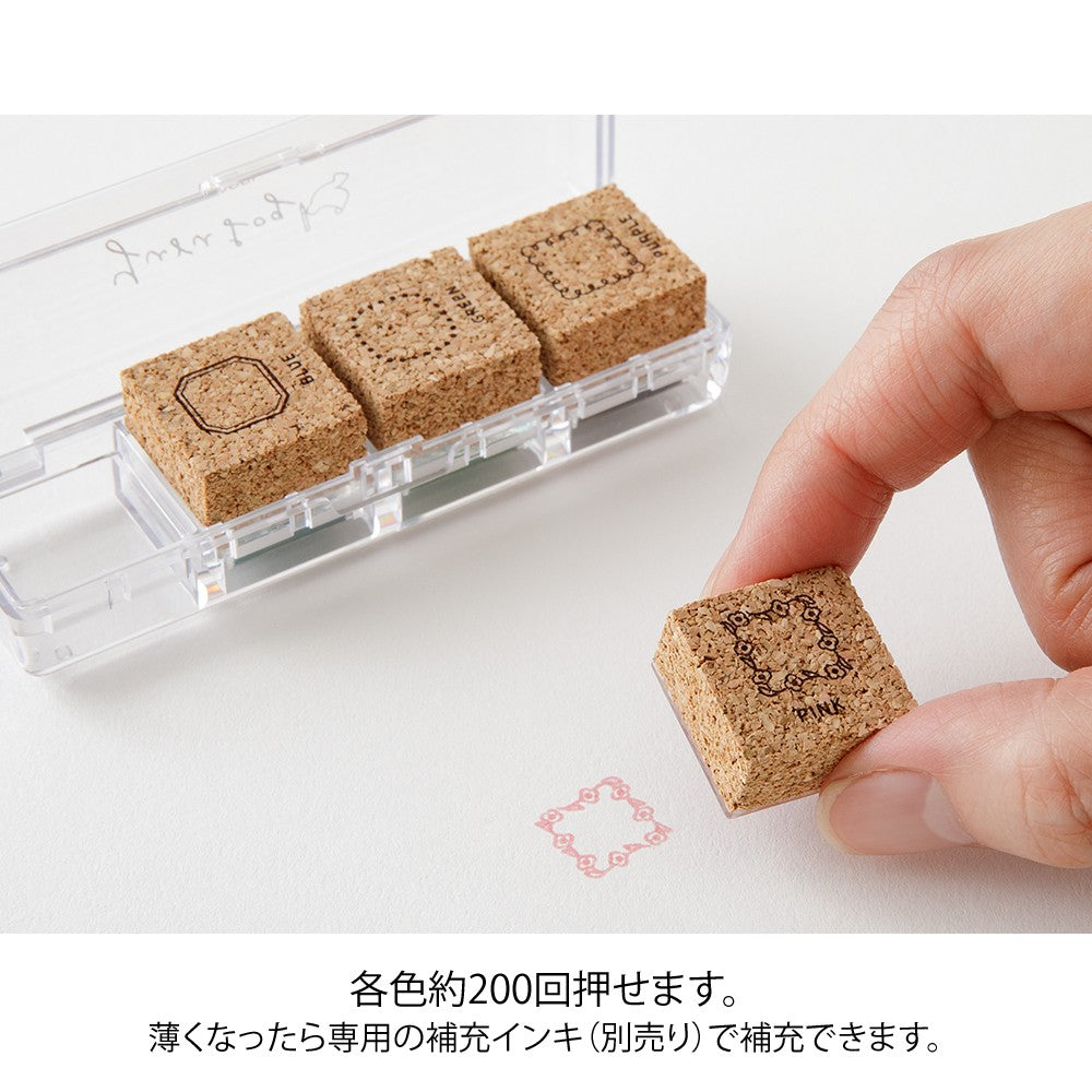 Midori Yuru Log Pre-Inked Paintable Stamp Set - Geometry