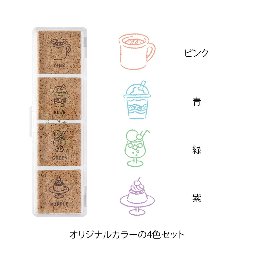 Midori Yuru Log Pre-Inked Paintable Stamp Set - Cafe