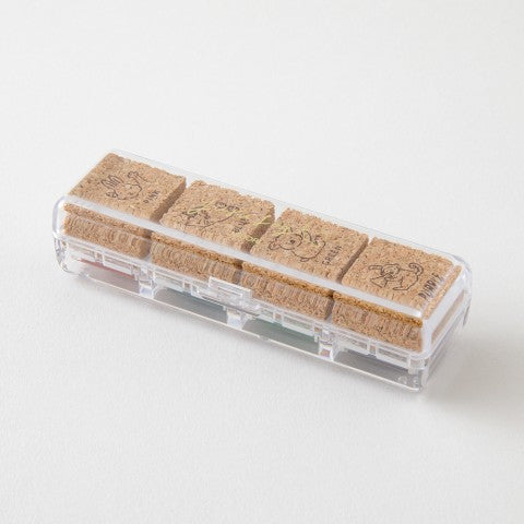 Midori Yuru Log Pre-Inked Paintable Stamp Set - Animal Poses