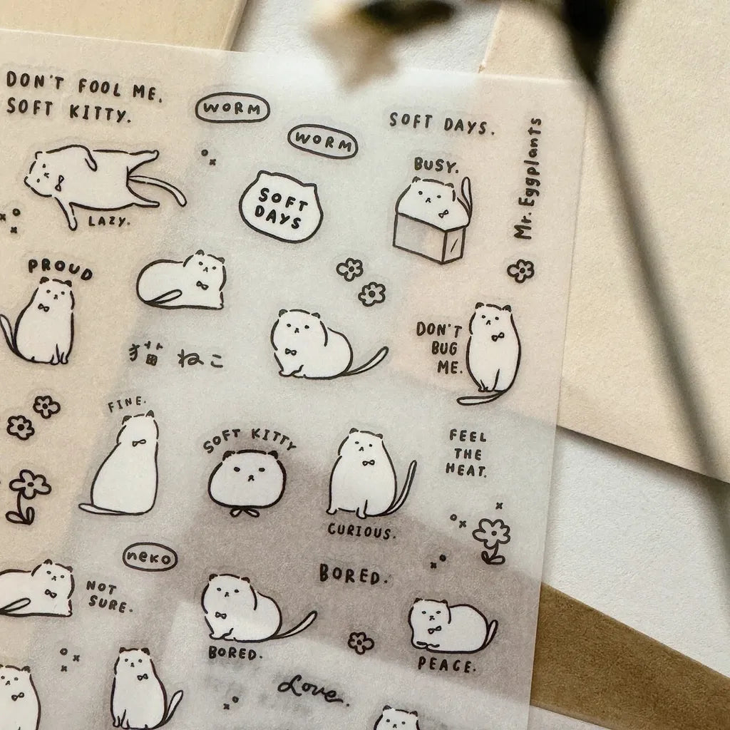 Mr. Eggplants Transfer Sticker - Soft Kitty 2