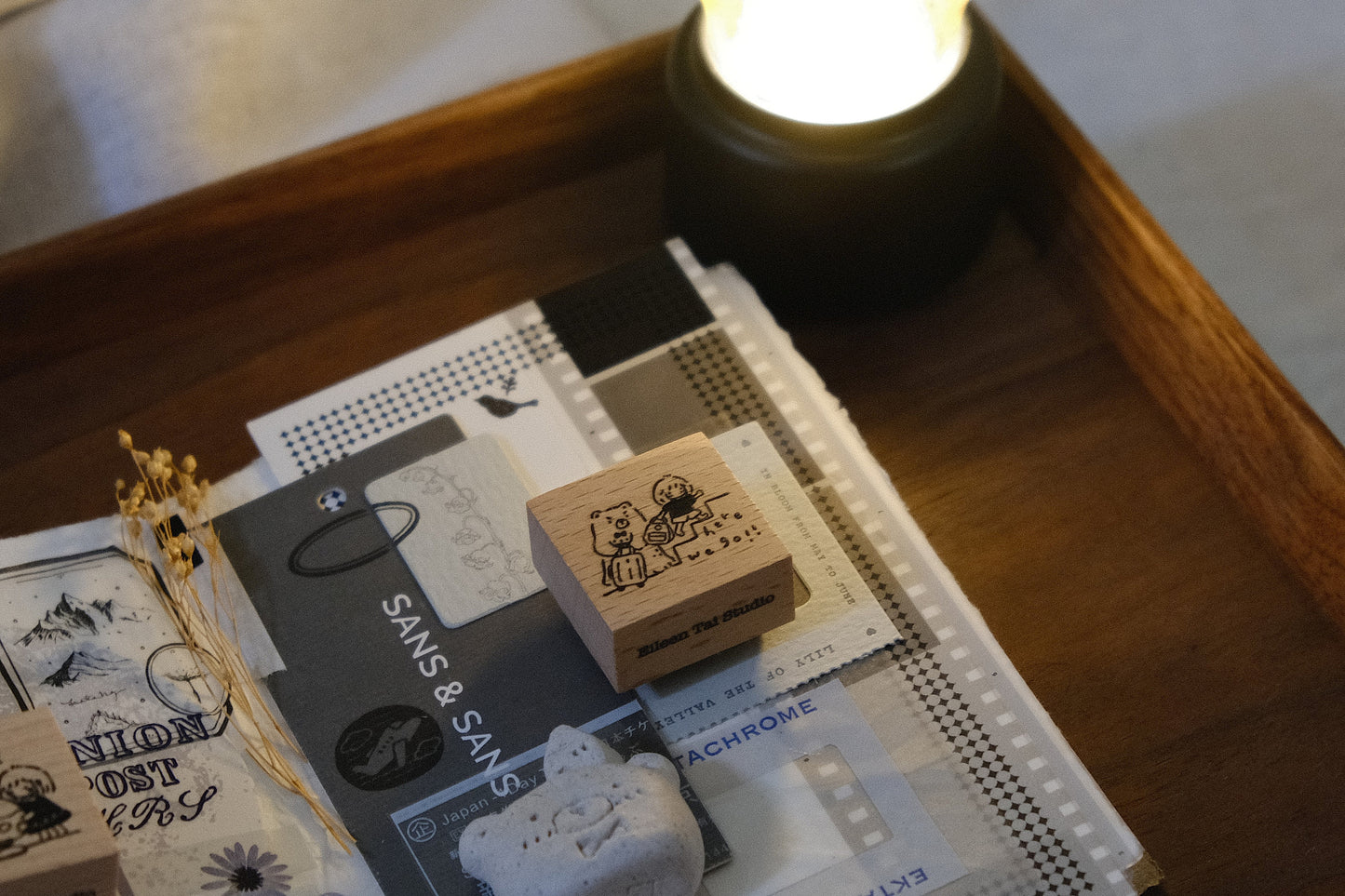 Eileen Tai Rubber Stamp - Bear and Girl Travel