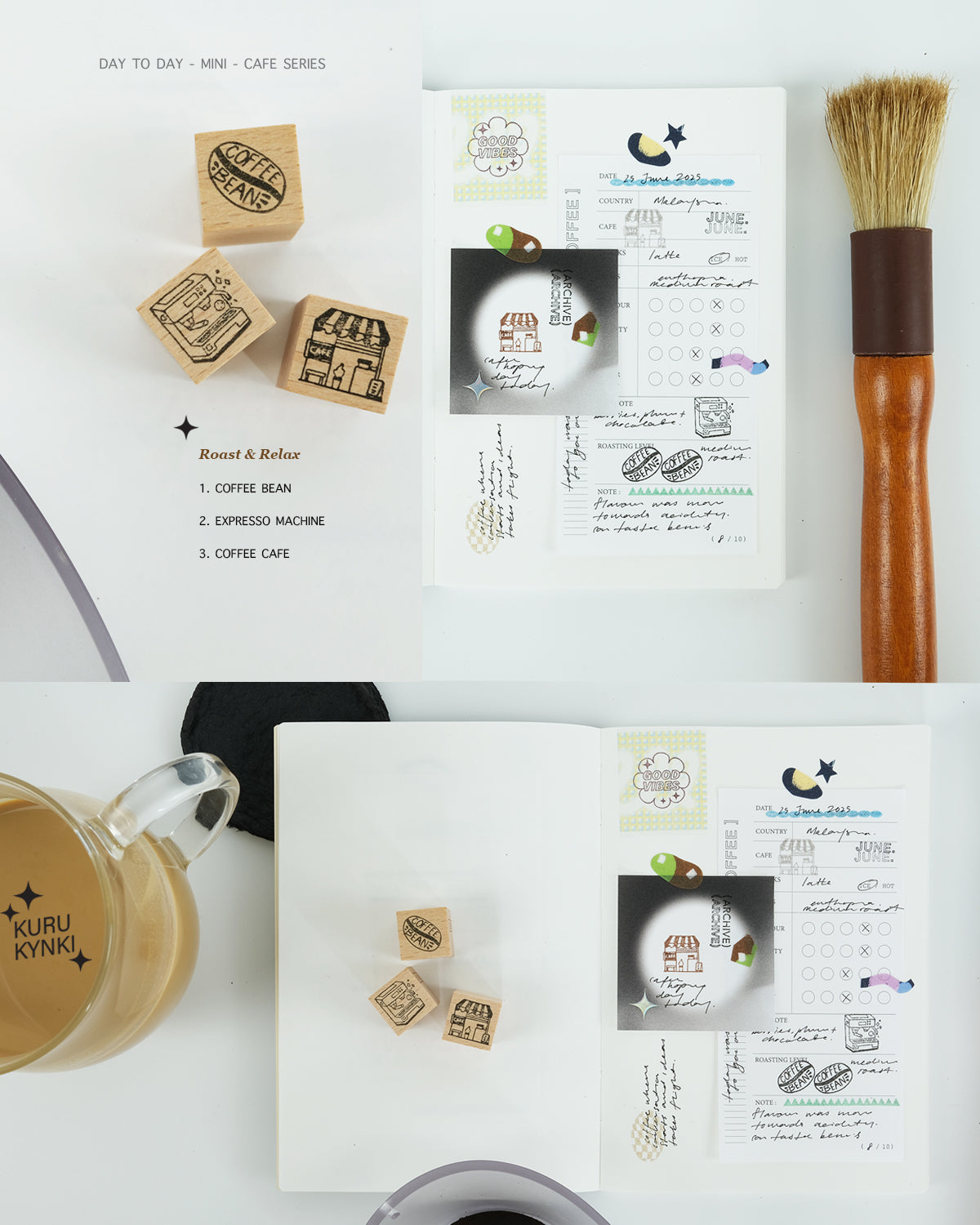Kurukynki Day to Day Rubber Stamps - Mini Cafe Series