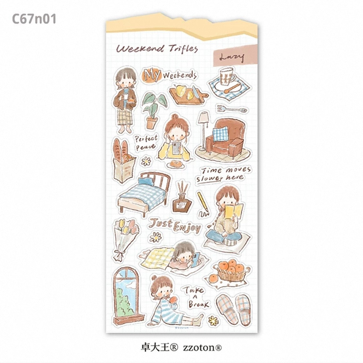 zZoton Molinta Weekend Trifles Sticker Sheet - Lazy