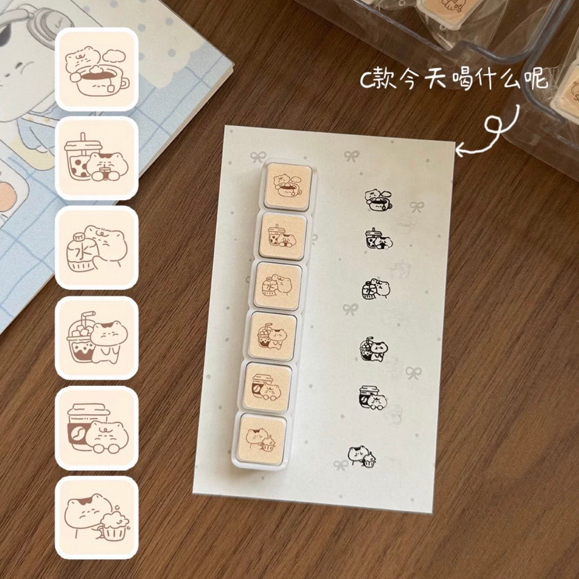 Hellocat Pre-Inked Mini Stamp Set