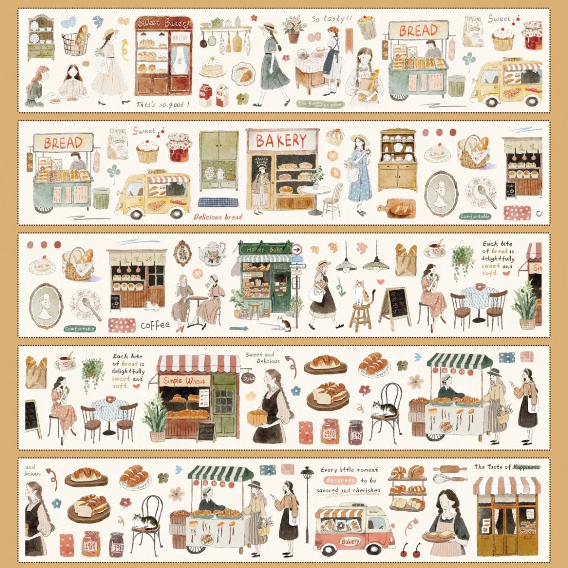 Yier Studio Kiss-Cut PET Tape - Bakery Daily Life