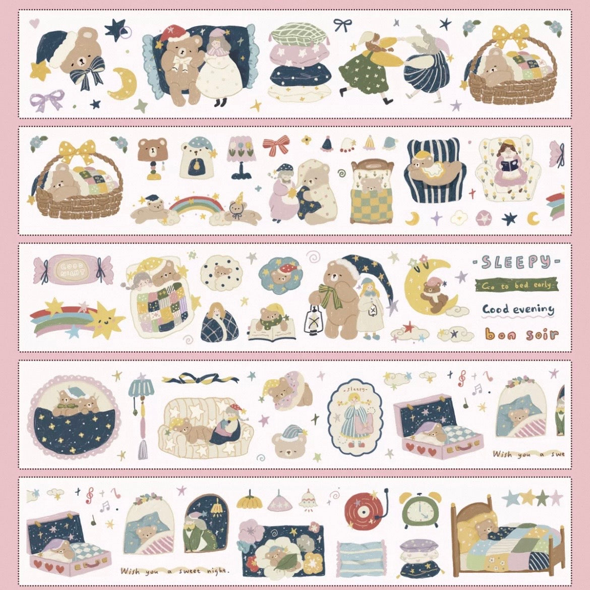 Yier Studio Kiss-Cut PET Tape - Hug Goodnight