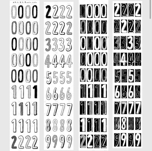 Wanle Studio Kiss-Cut Washi Tape - Volume 11 Black and White Numbers