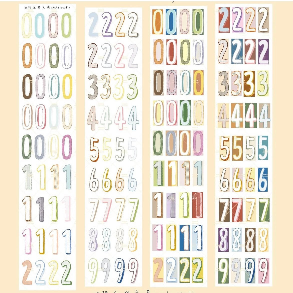 Wanle Studio Kiss-Cut Washi Tape - Volume 11 Colorful Numbers