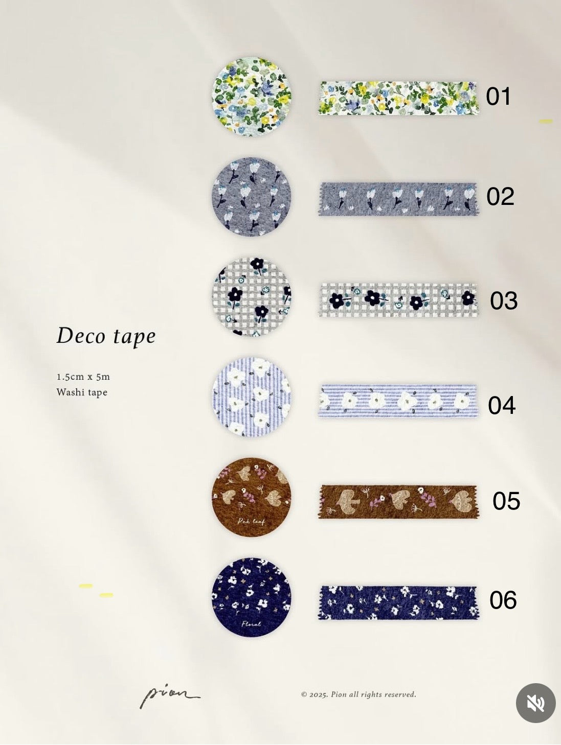 Pion Washi Tape - Deco Tape 01-06