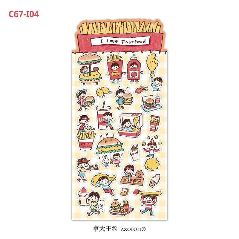 zZoton Molinta Sticker Sheet - I Love Fast Food