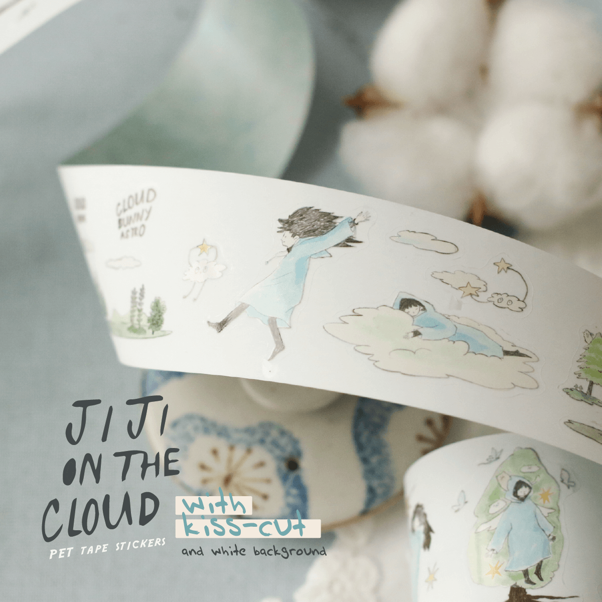 Teayou Kiss Cut PET Tape - Ji Ji on the Clouds