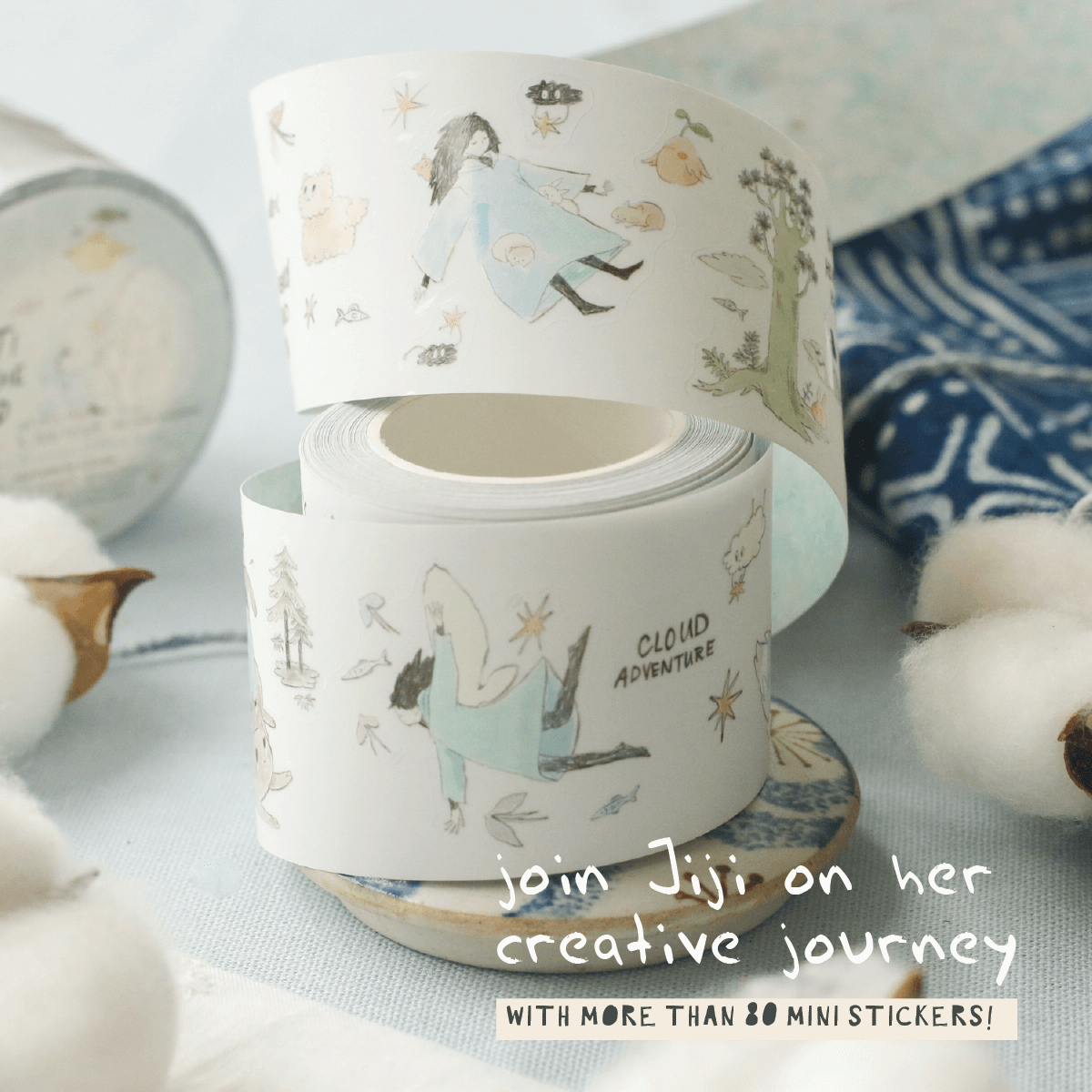 Teayou Kiss Cut PET Tape - Ji Ji on the Clouds