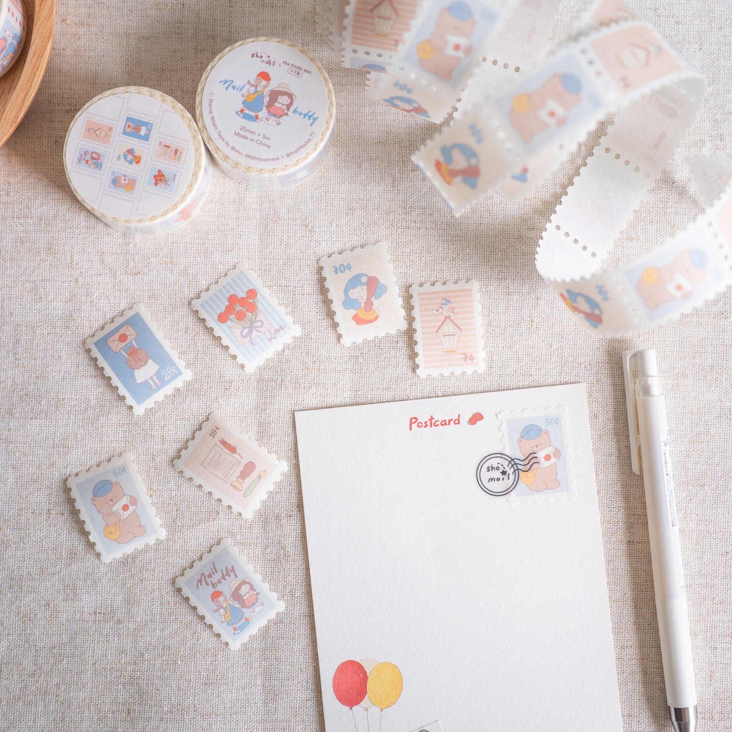 Sho Little Happiness Washi Tape - Mail Buddy Stamp Washi