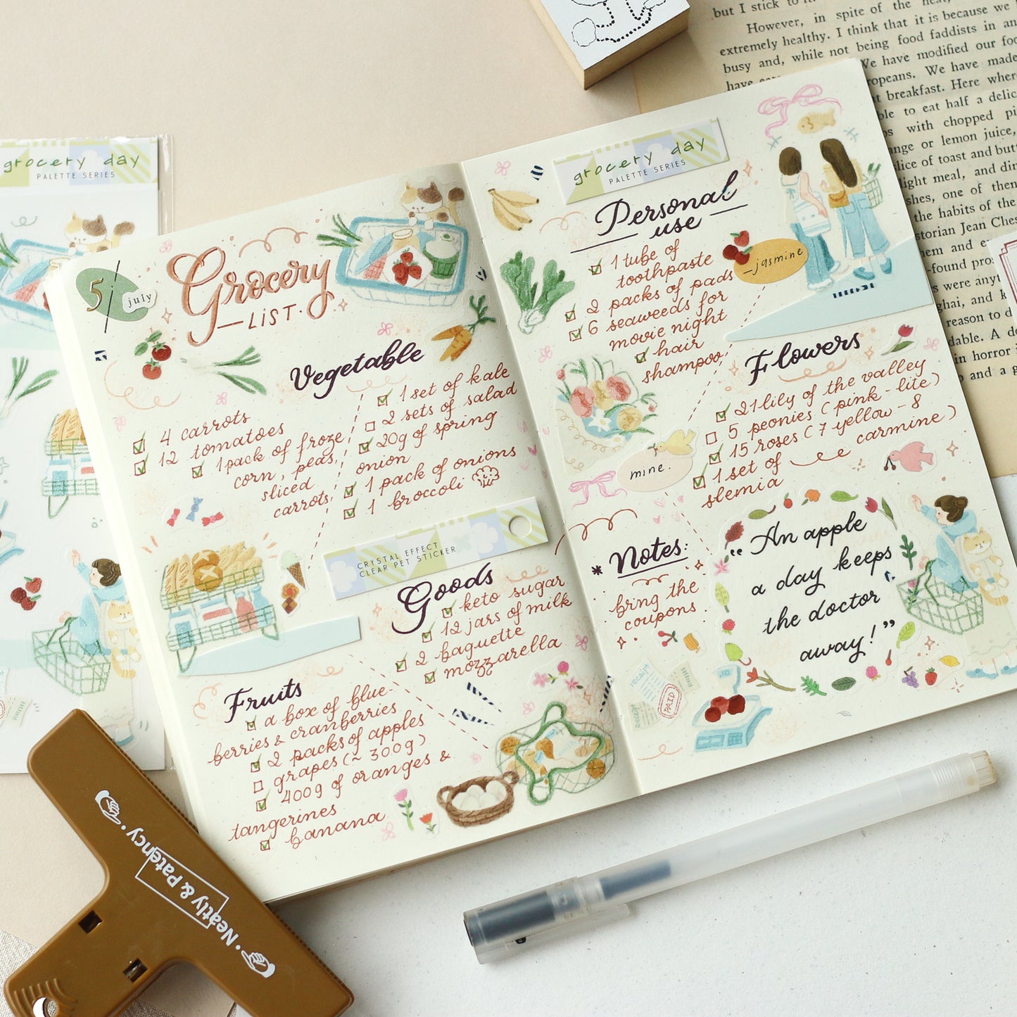 Teayou Crystal Effect Stickers - Grocery Day