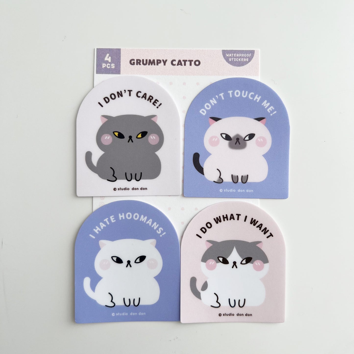 Studio DonDon Waterproof Sticker Packs - Grumpy Catto