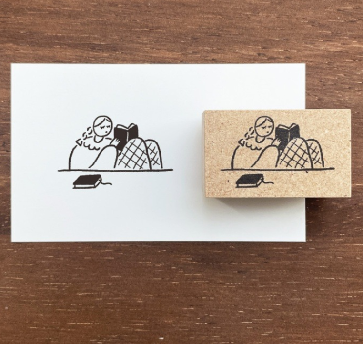 Stamp Marche Marl-chan Rubber Stamp - Reading at the Table
