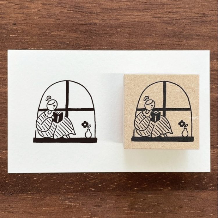 Stamp Marche Marl-chan Rubber Stamp - Reading by the Window