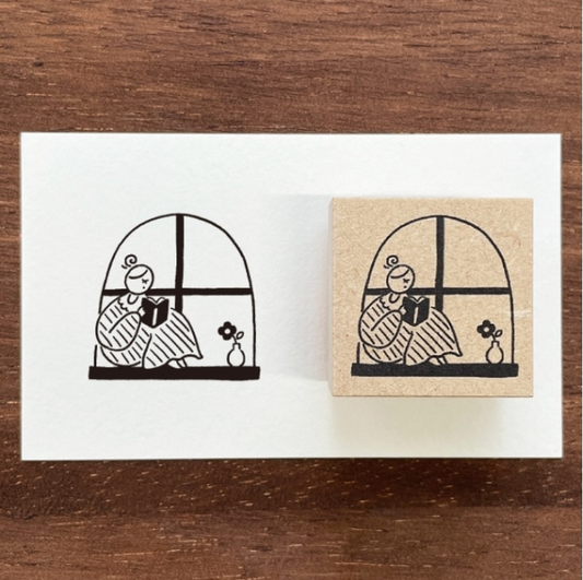 Stamp Marche Marl-chan Rubber Stamp - Reading by the Window