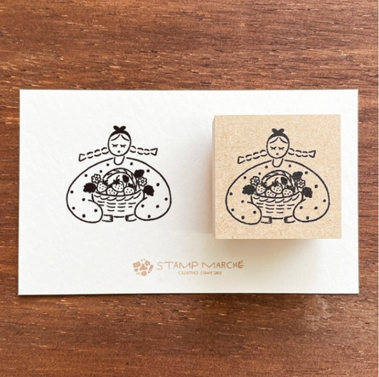 Stamp Marche Marl-chan Rubber Stamp - Strawberry Basket