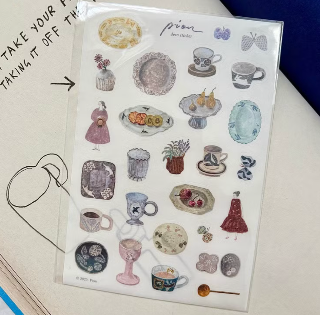 Pion Washi Sticker Sheet - Pottery