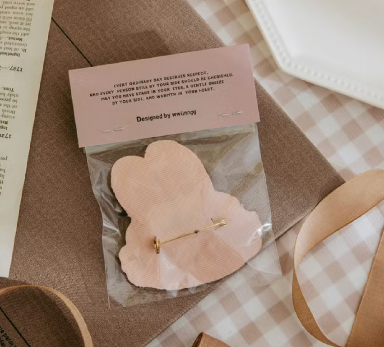 wwiinngg Plush Embroidered Pin - Lofi the Black Bunny