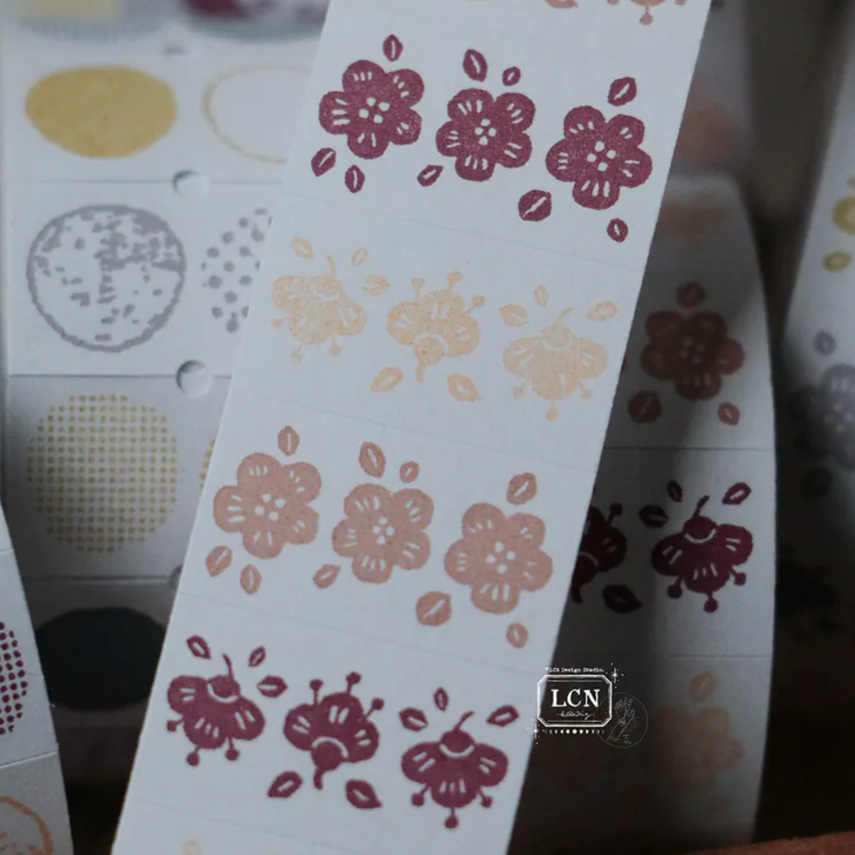 LCN Design Studio Label Stickers - Spring Flowers: Red Tone